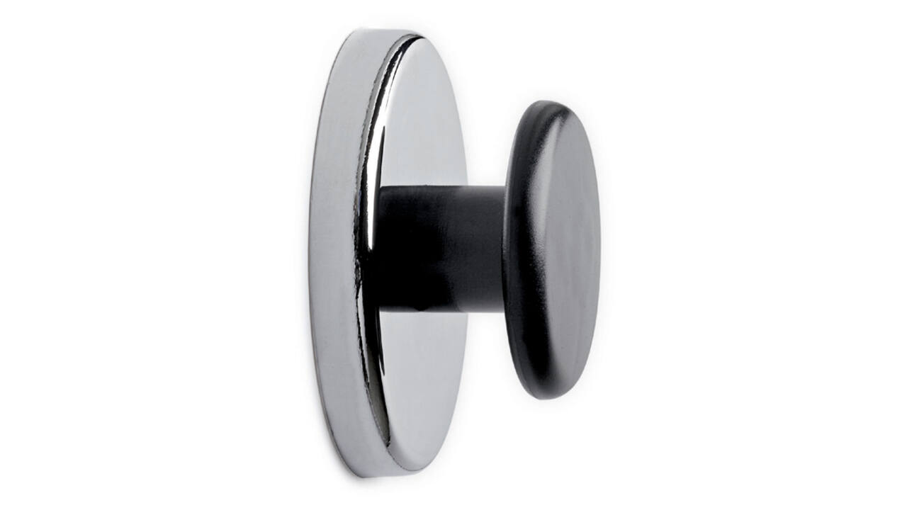 Magneet met knop MAUL Ø65mm trekkracht 12kg chroom/zwart