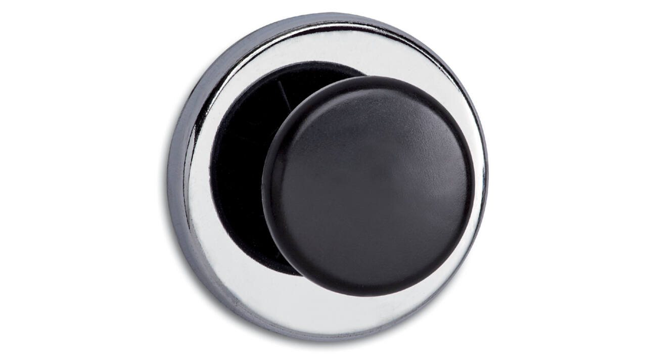 Magneet met knop MAUL Ø65mm trekkracht 12kg chroom/zwart