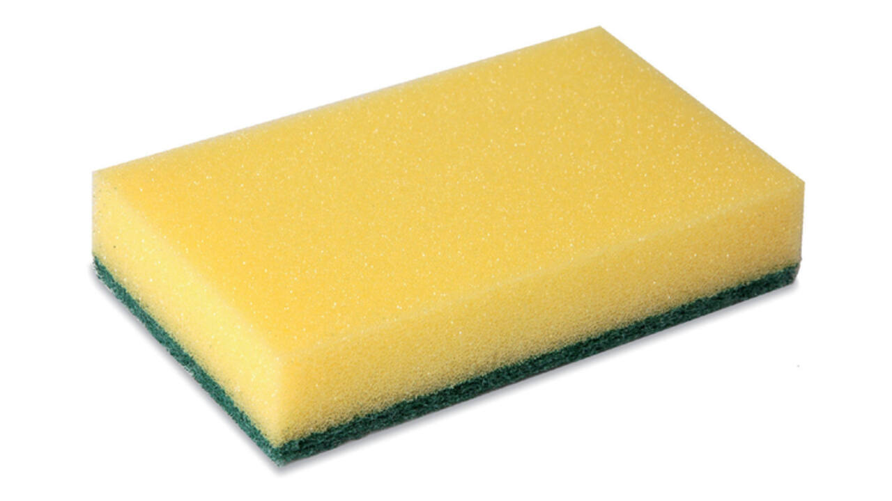 Schuurspons Cleaninq 140x90x28mm geel/groen 10 stuks