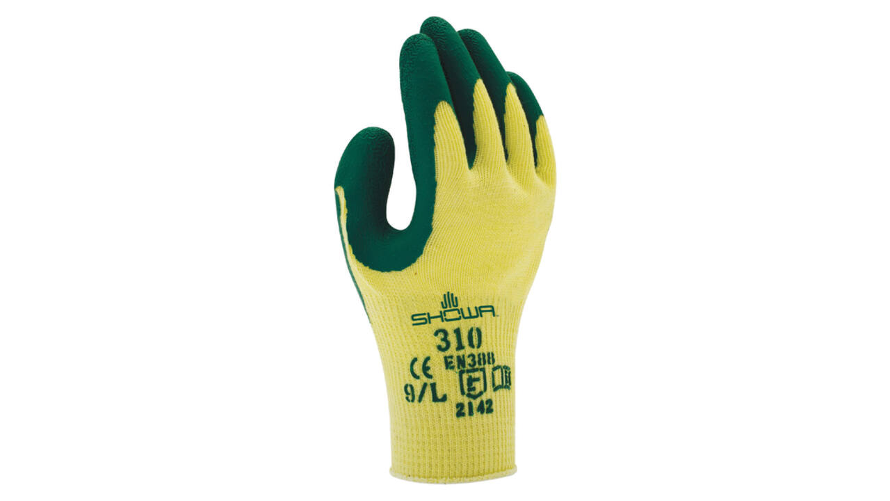 Handschoen Showa 310 grip latex M groen/geel