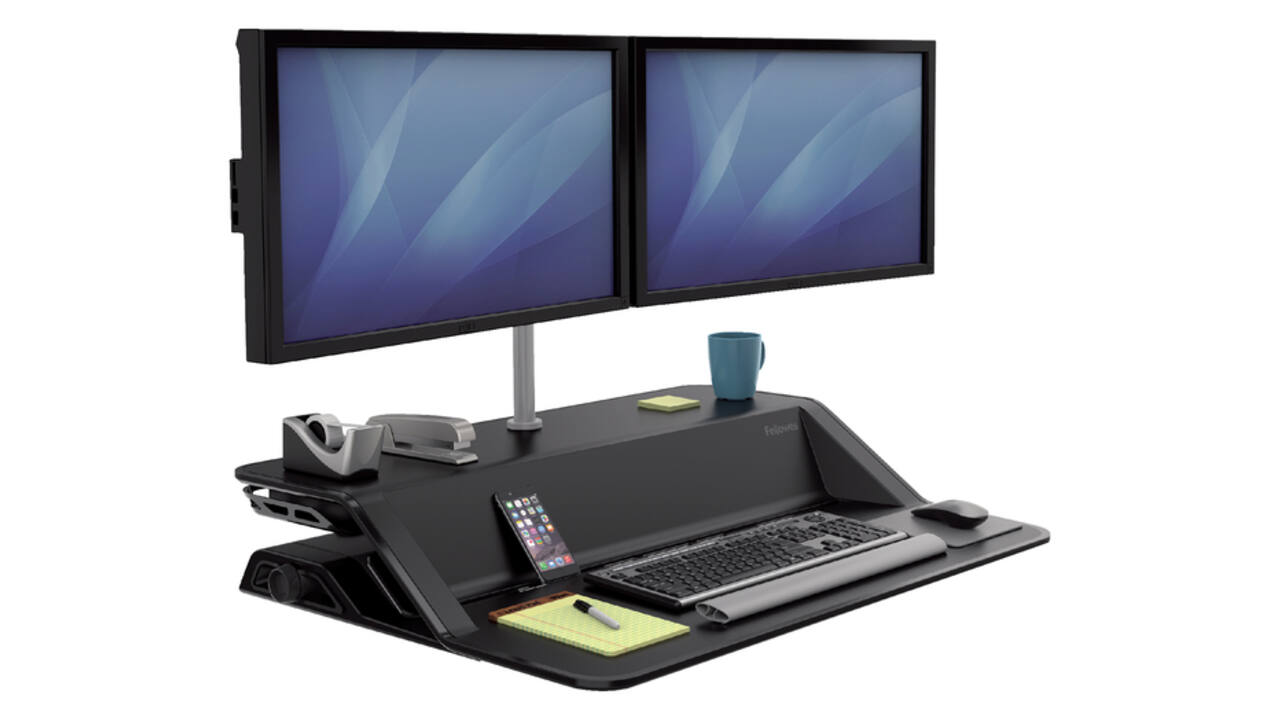 Zit-Sta monitorarm Fellowes dubbel zwart