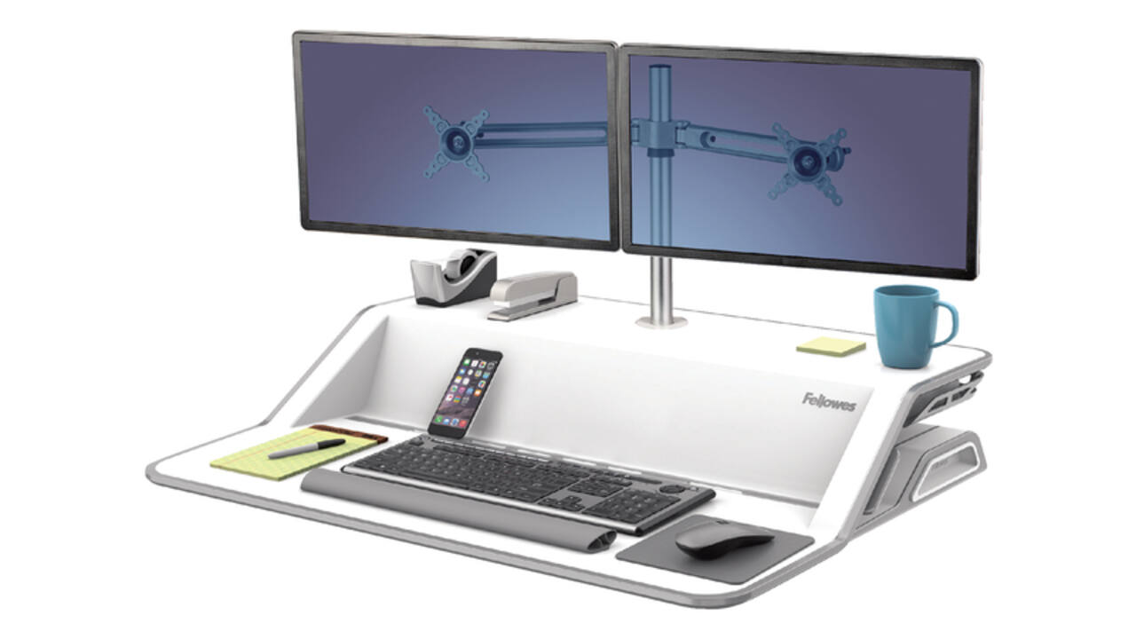 Zit-Sta monitorarm Fellowes dubbel zwart