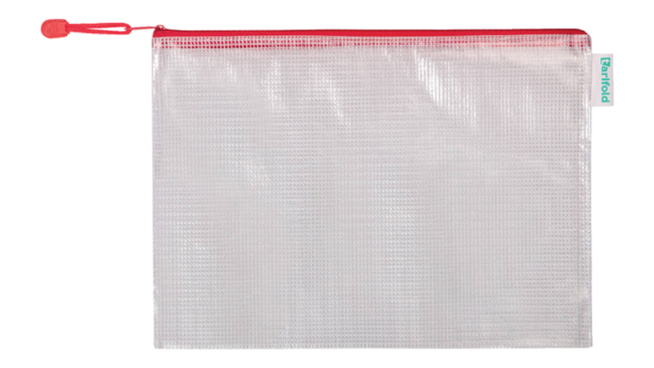 Opbergtas Tarifold met rits 330x240mm PVC rood