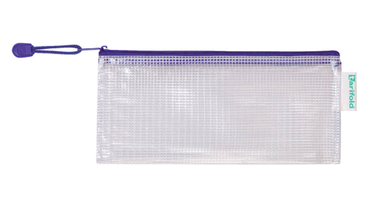 Opbergtas Tarifold met rits 250x115mm PVC blauw
