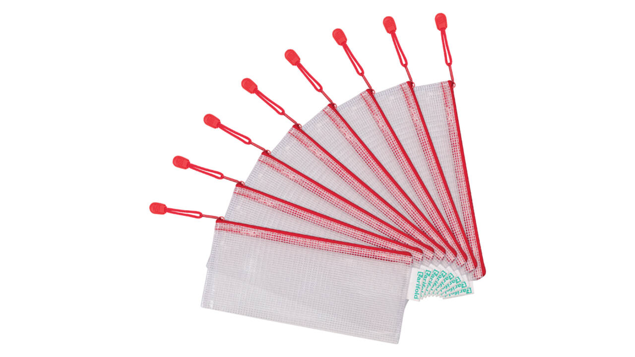 Opbergtas Tarifold met rits 250x115mm PVC rood