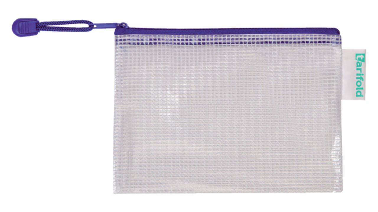 Opbergtas Tarifold met rits 175x125mm PVC blauw