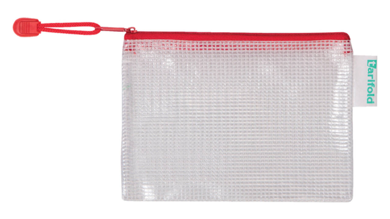 Opbergtas Tarifold met rits 160x110mm PVC rood