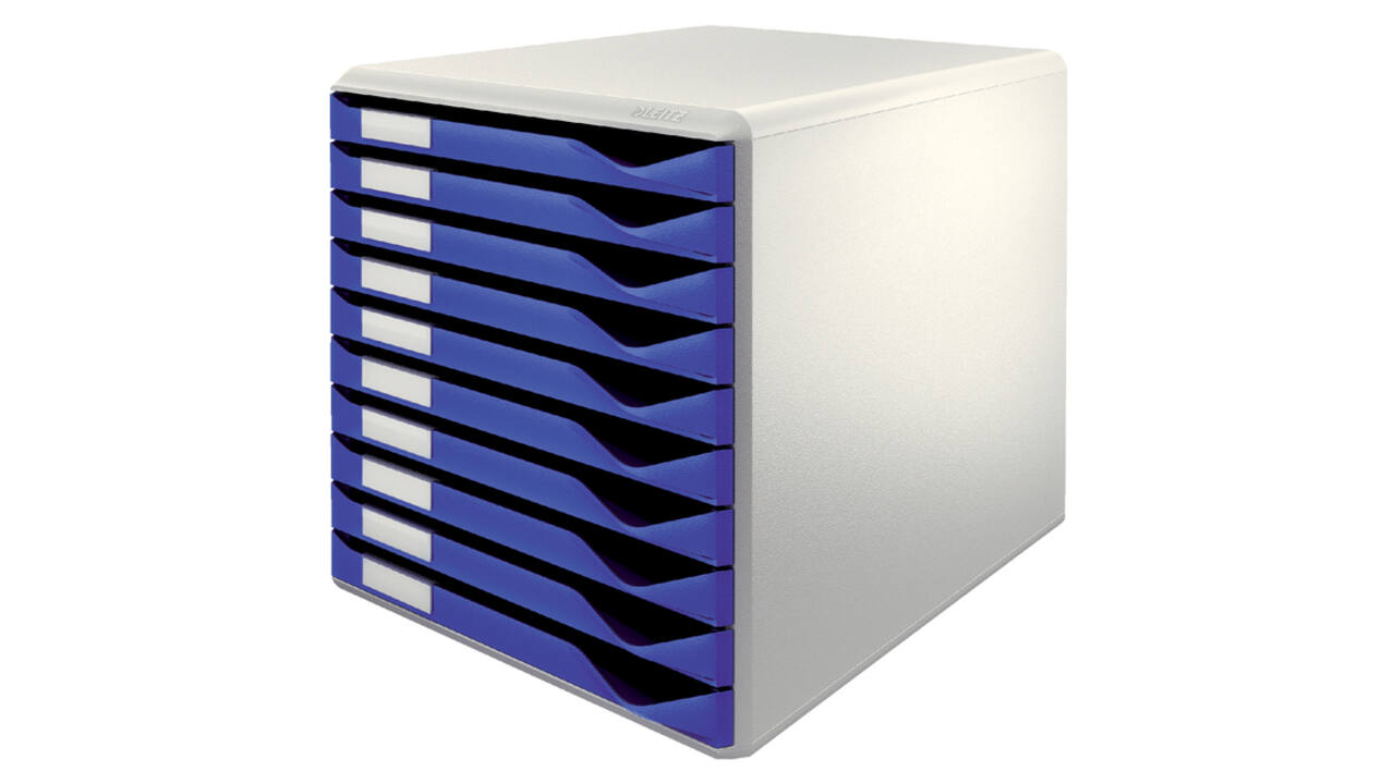 Ladenblok Leitz A4 10 laden blauw/wit