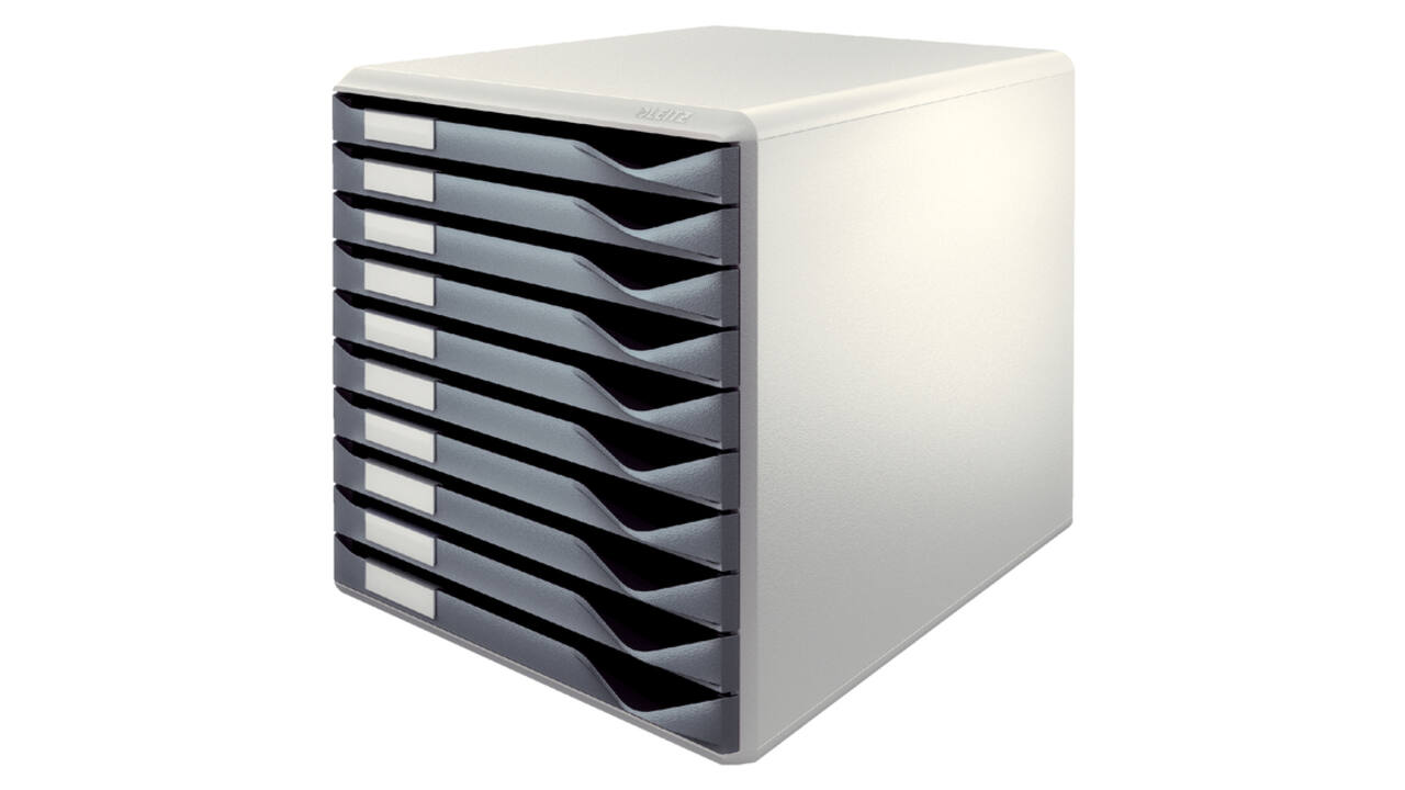 Ladenblok Leitz A4 10 laden donkergrijs/wit