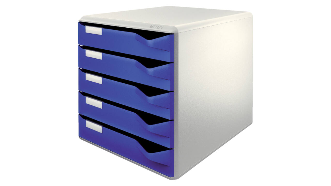 Ladenblok Leitz A4 5 laden blauw/wit