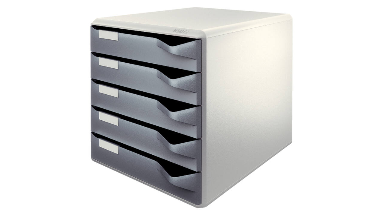 Ladenblok Leitz A4 5 laden donkergrijs/wit