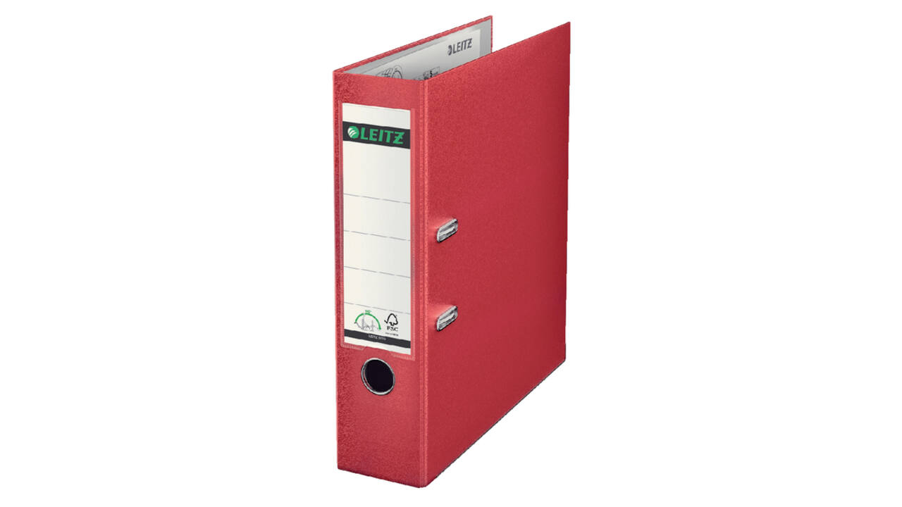 Ordner Leitz 1010 180° 80mm PP A4 rood