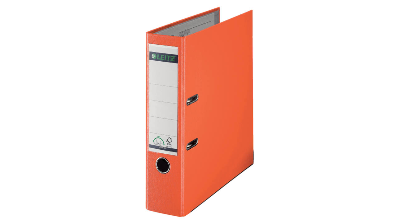 Ordner Leitz 1010 180° 80mm PP A4 oranje