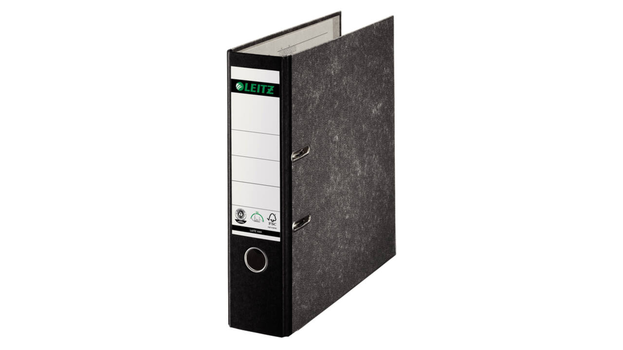 Ordner Leitz 1080 klassiek gewolkt 180° 80mm karton A4 zwart