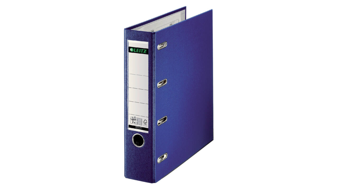 Giro-bank ordner Leitz A4 met dubbele mechaniek 80mm PP blauw