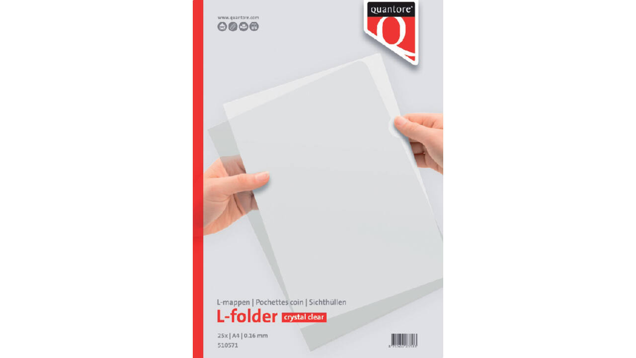 Insteekmap L-model Quantore A4 PP 0.16mm glad 25 stuks