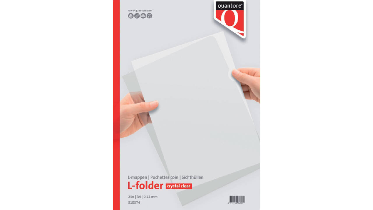 Insteekmap L-model Quantore A4 PP 0.12mm glad 25 stuks
