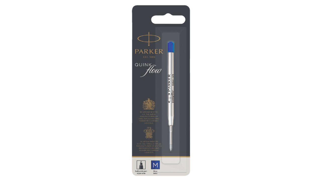 Balpenvulling Parker Quinkflow medium blauw blister à 1 stuk