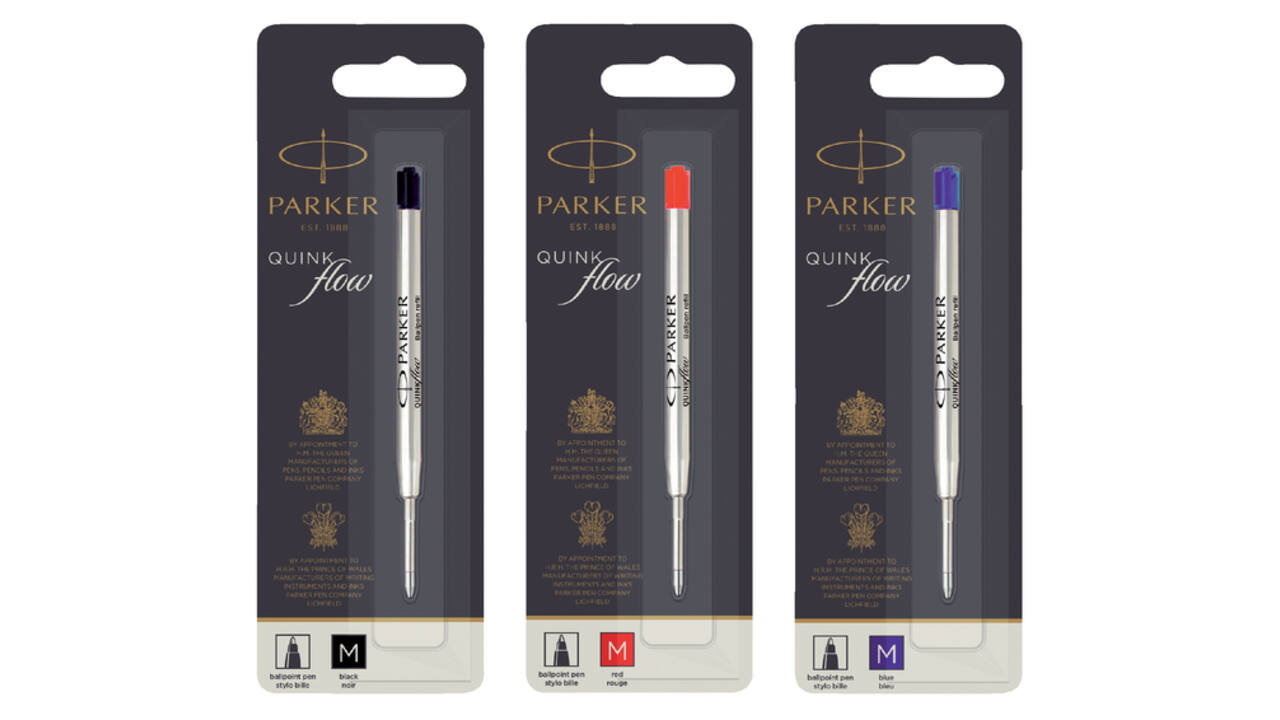 Balpenvulling Parker Quinkflow medium zwart blister à 1 stuk