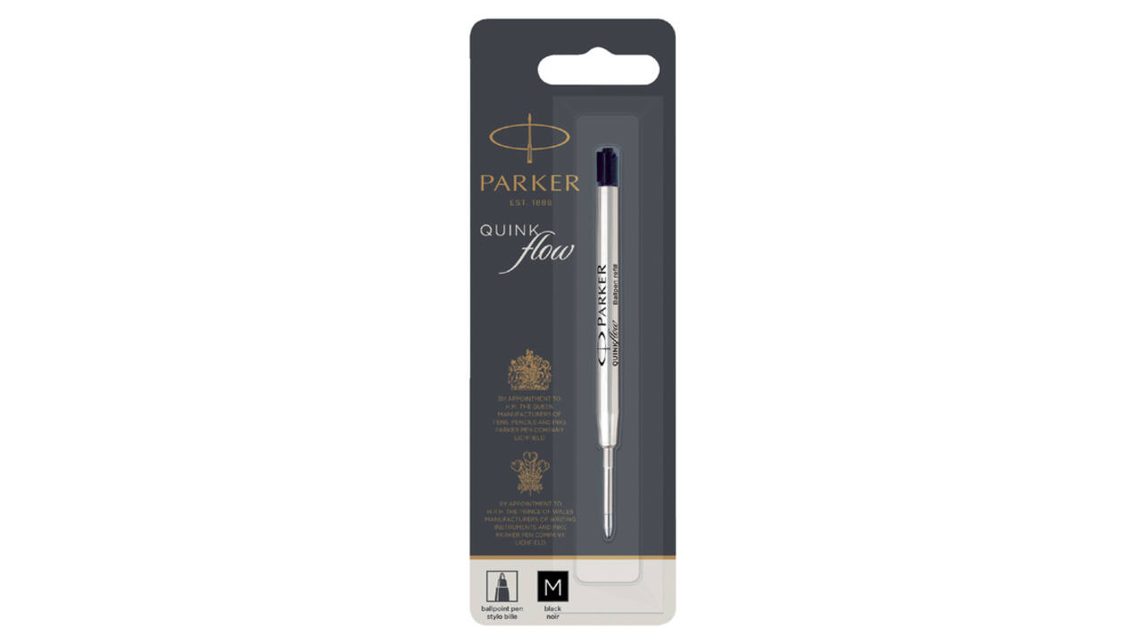 Balpenvulling Parker Quinkflow medium zwart blister à 1 stuk