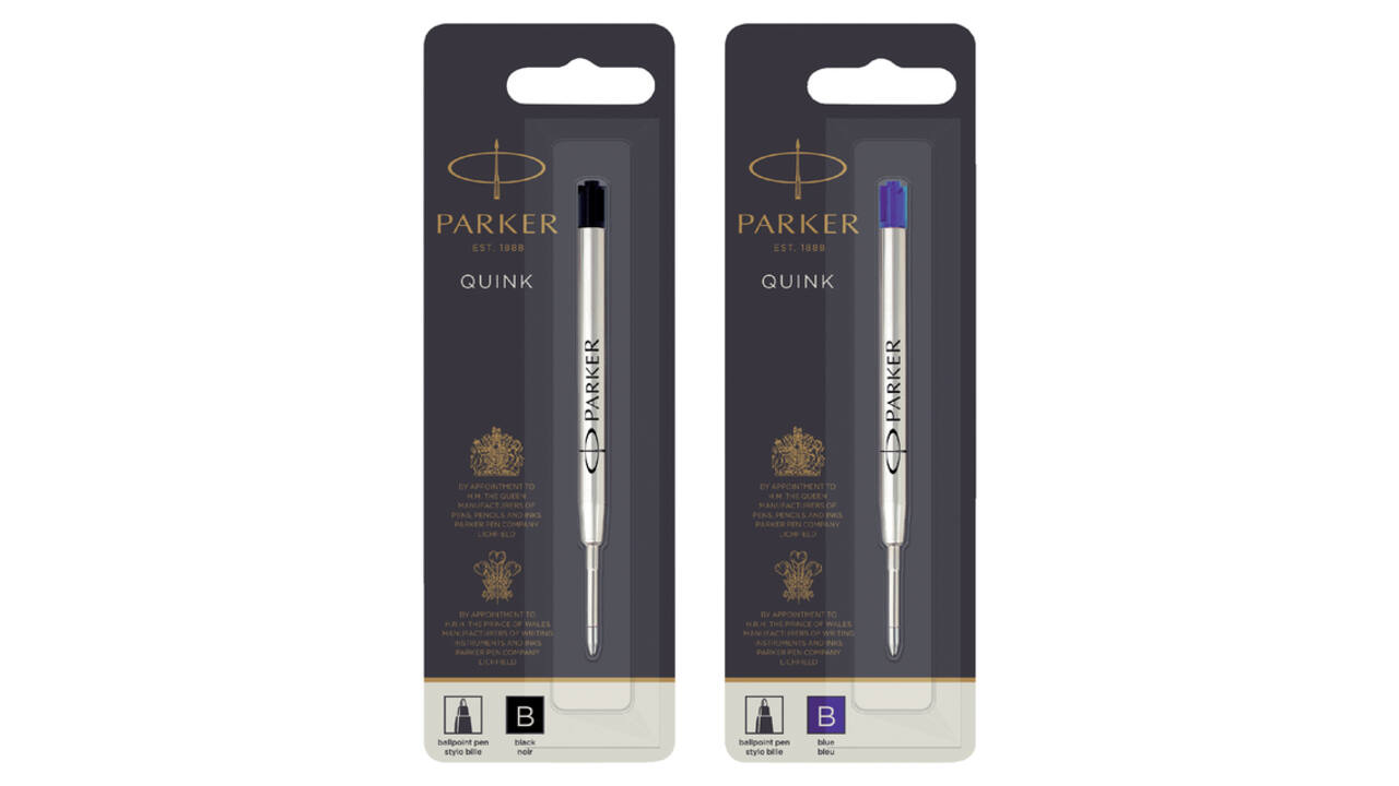 Balpenvulling Parker Quink breed blauw breed blister à 1 stuk