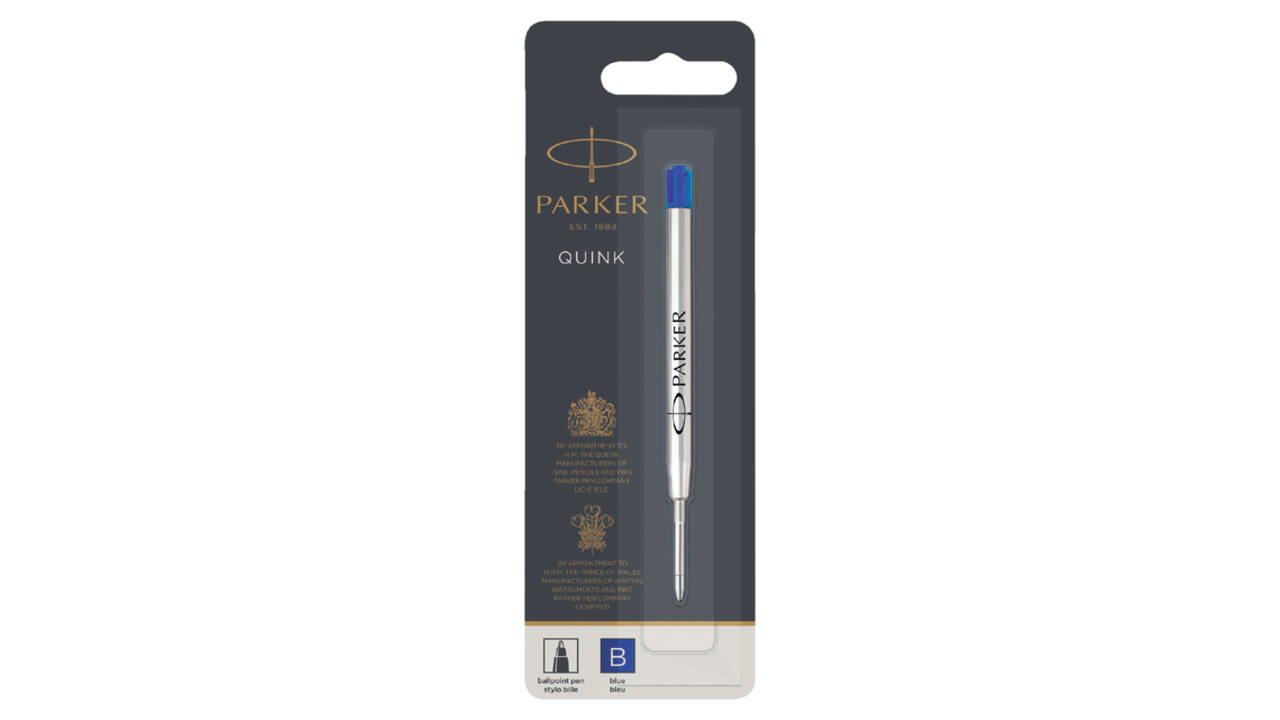 Balpenvulling Parker Quink breed blauw breed blister à 1 stuk