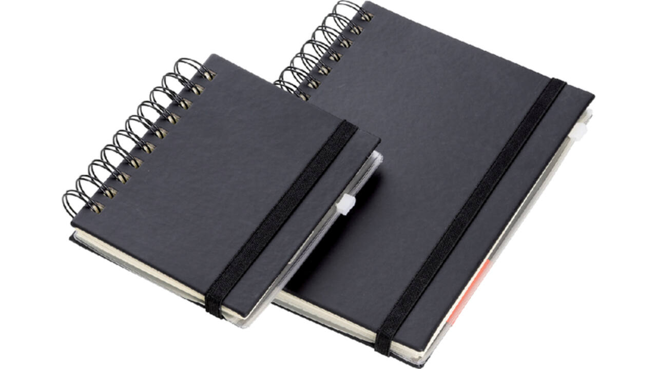 Notitieboek Quantore A5 spiraal lijn 192 pagina's 80gr zwart