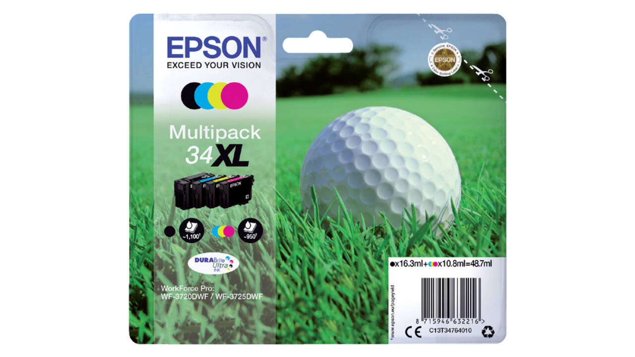 Inktcartridge Epson 34XL T3476 zwart + 3 kleuren