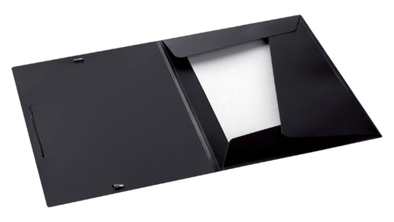 Elastomap Djois college file A4 3 klepppen PP zwart
