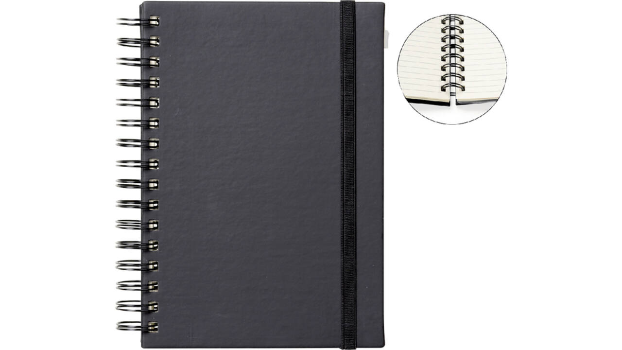 Notitieboek Quantore A5 spiraal lijn 192 pagina's 80gr zwart