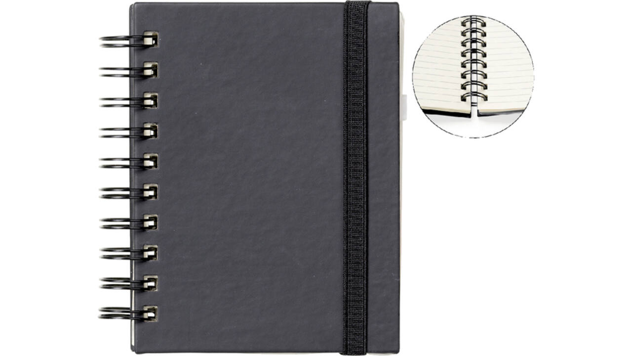 Notitieboek Quantore A6 spiraal lijn 192 pagina's 80gr zwart