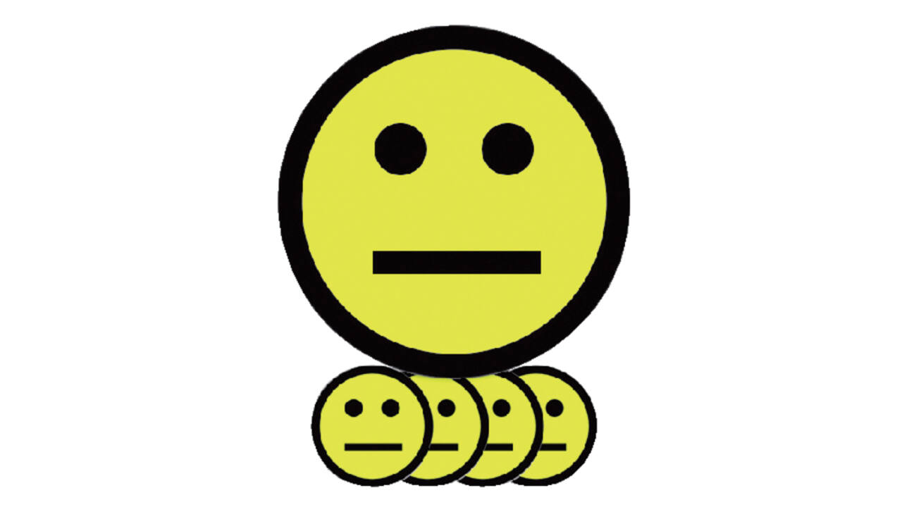 Magneet smiley 25mm emotie neutraal geel 5 stuks