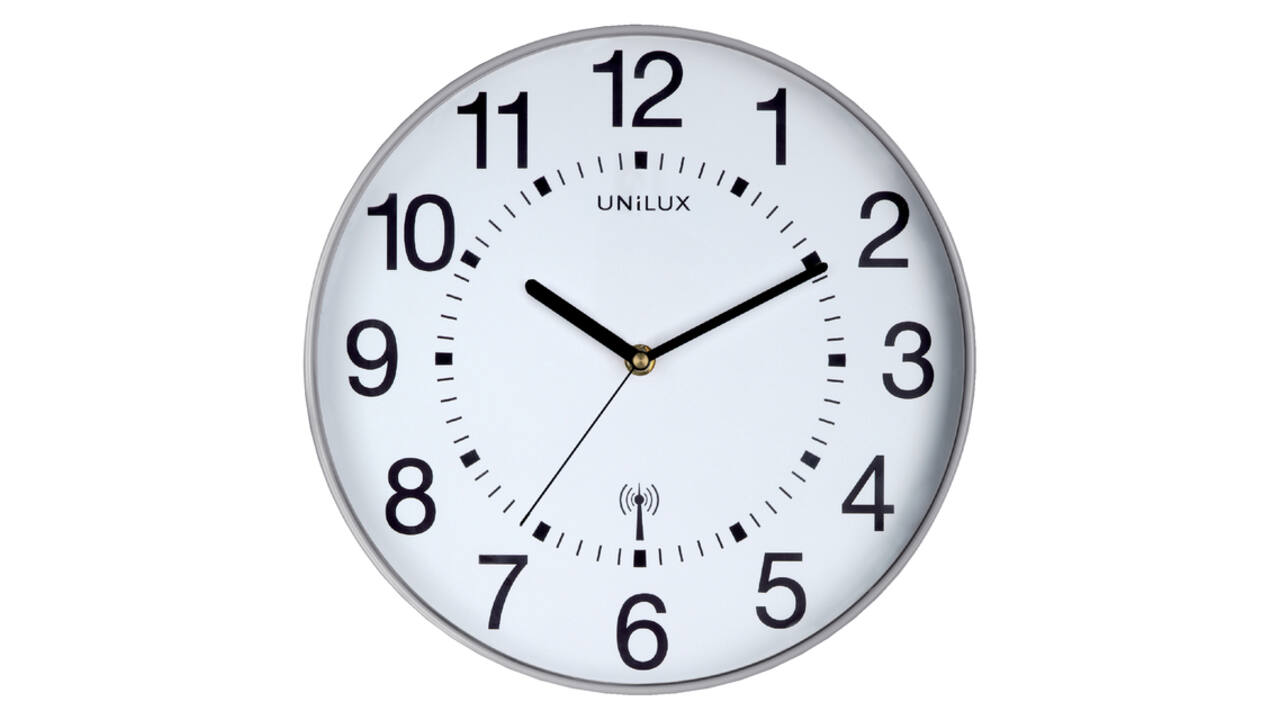 Wandklok Unilux Maxi radio controlled Ø 37.5cm lichtgrijs/wit