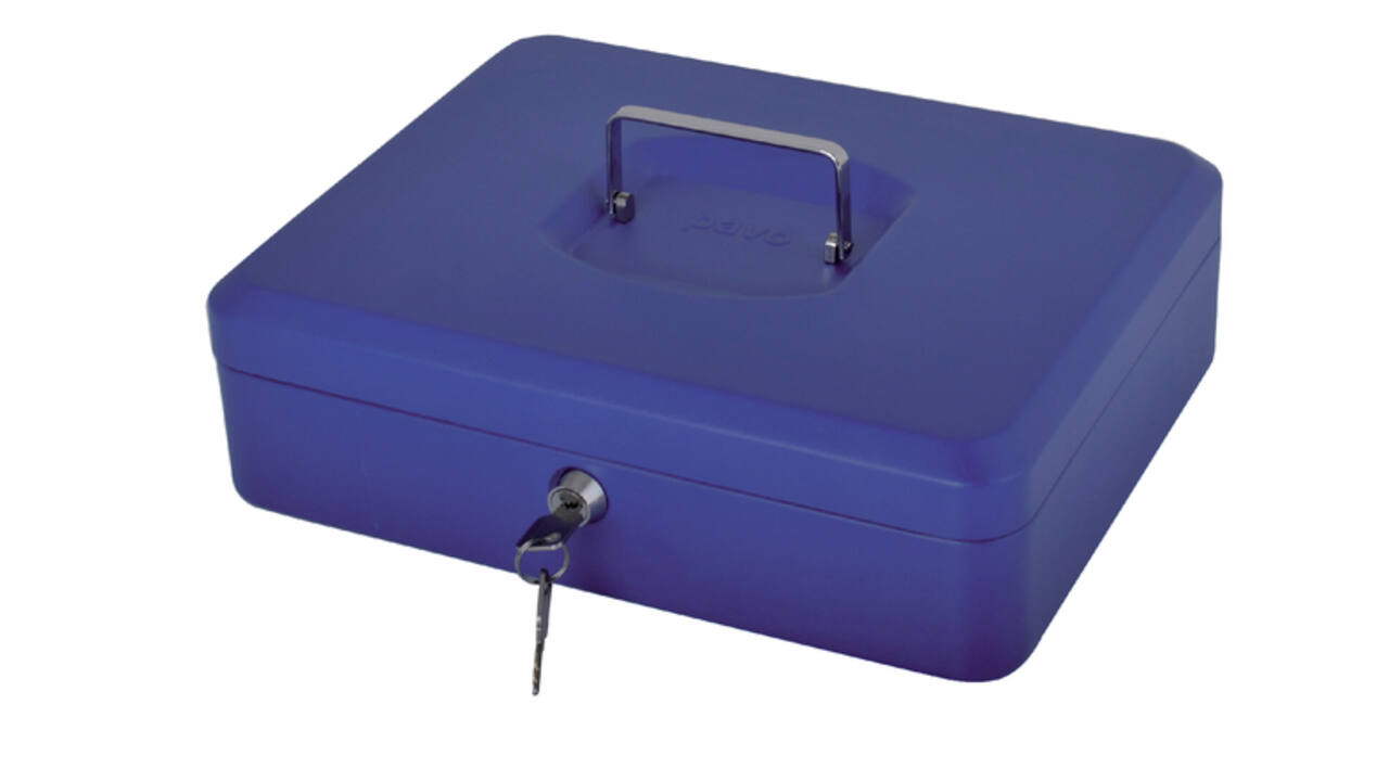 Geldkist Pavo met muntsorteerbak 300x240x90mm blauw