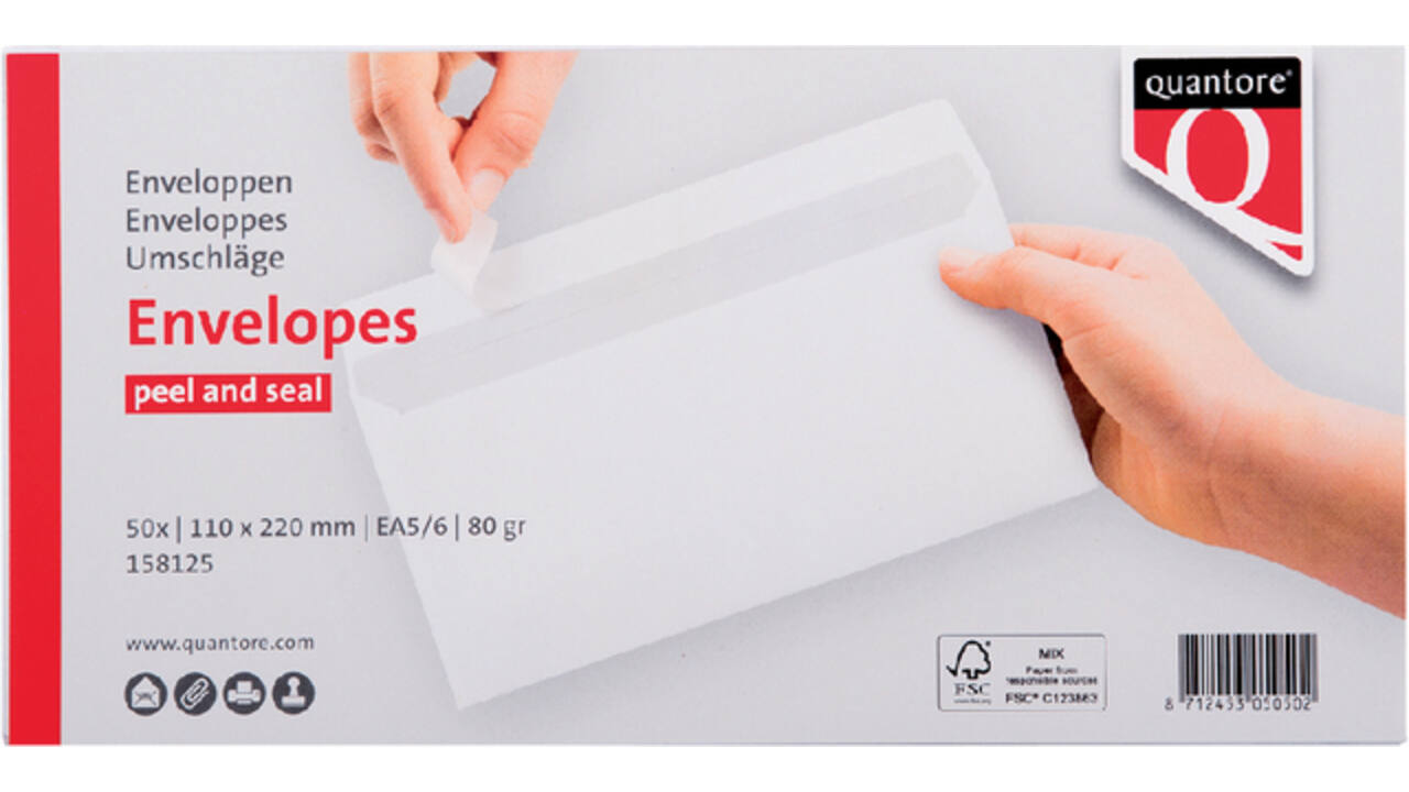 Envelop Quantore bank EA5/6 110x220mm zelfklevend wit 50 stuks