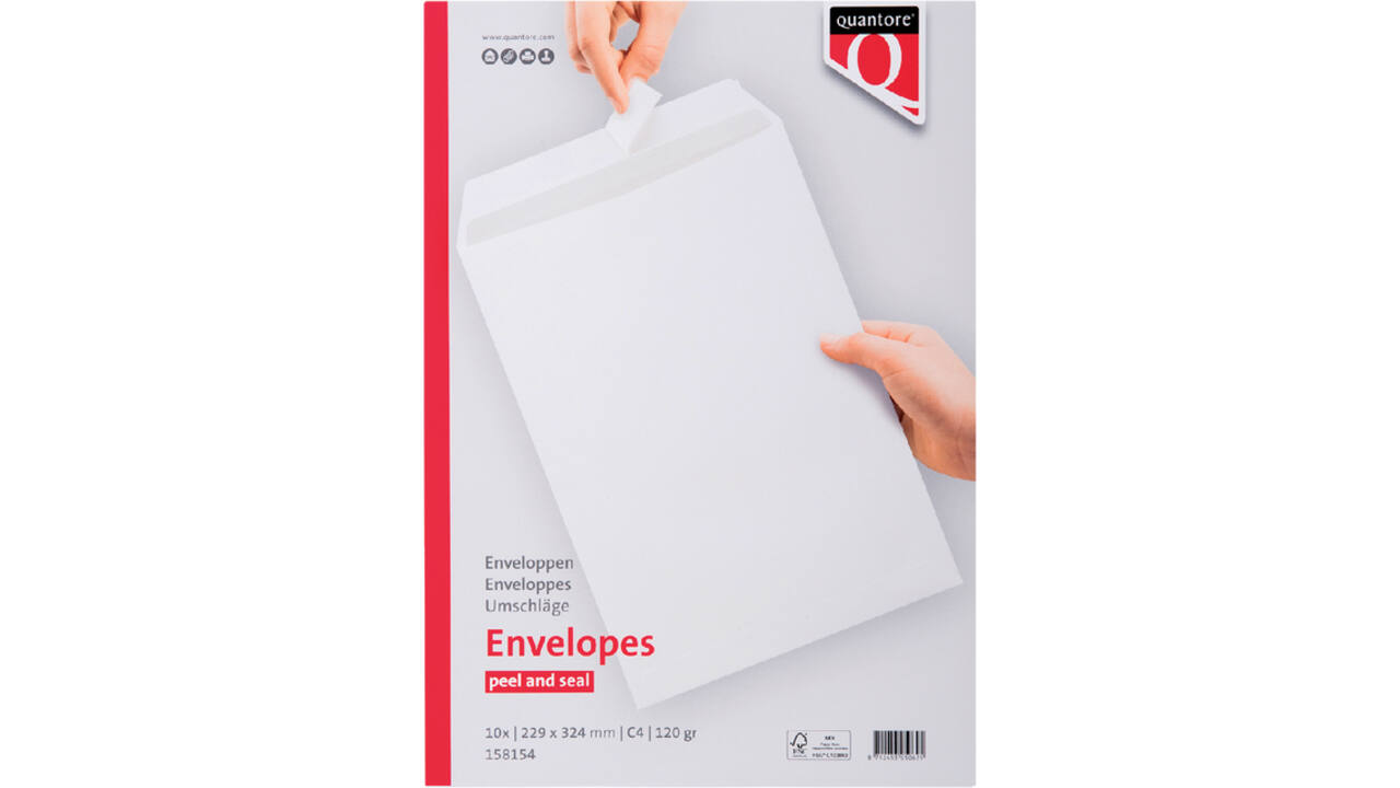 Envelop Quantore akte C4 229x324mm zelfklevend wit 10 stuks