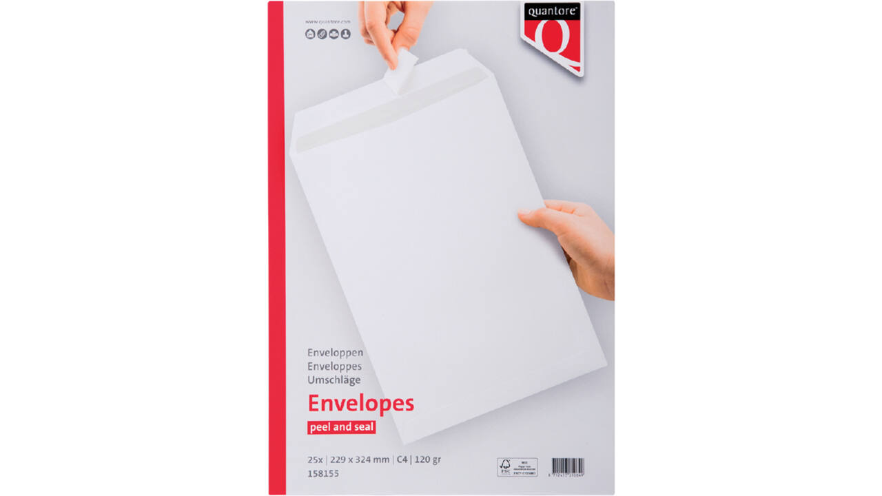 Envelop Quantore akte C4 229x324mm zelfklevend wit 25 stuks