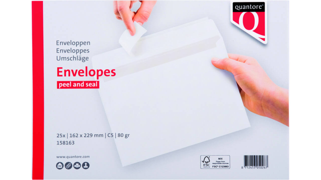 Envelop Quantore bank C5 162x229mm zelfklevend wit 25 stuks
