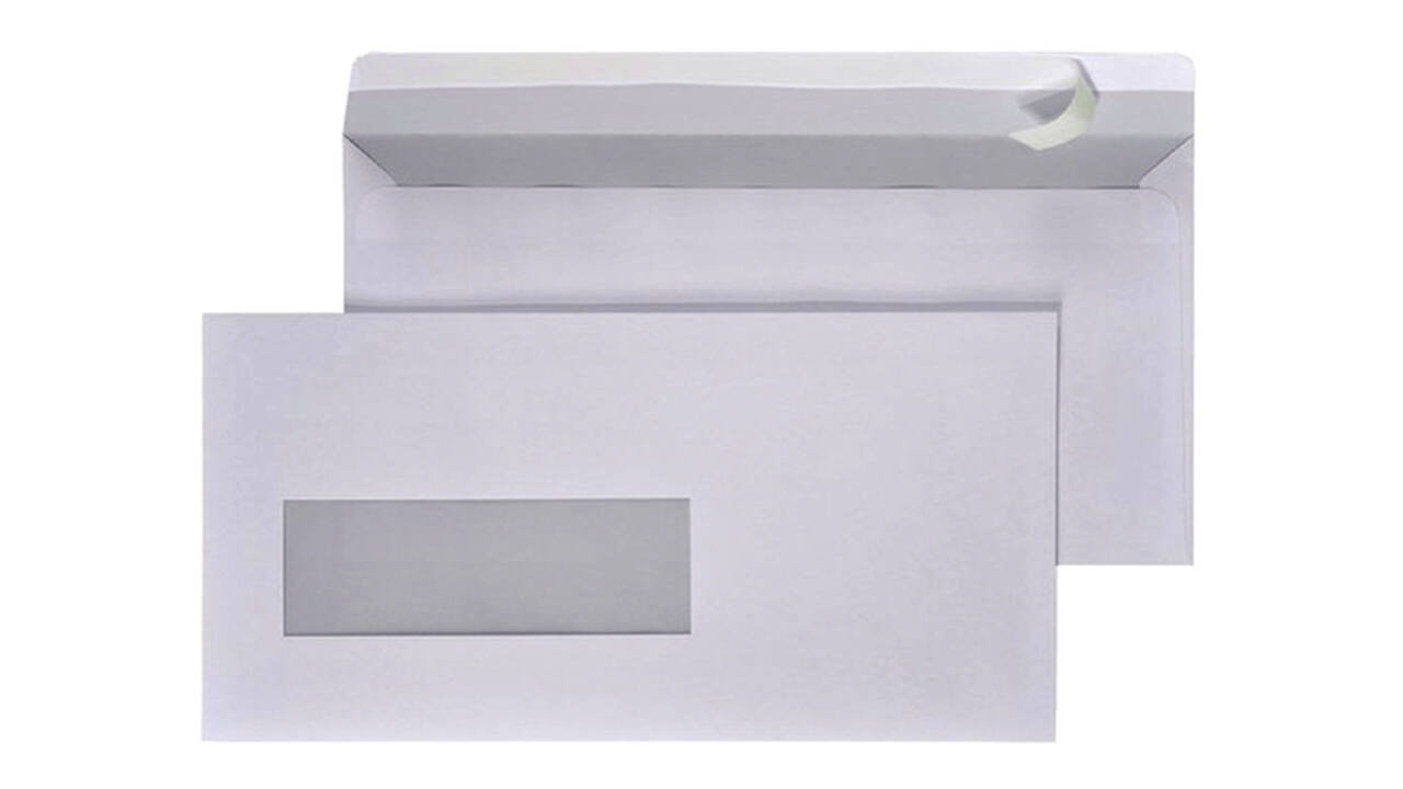 Envelop Quantore 110x220mm venster 3x10cm links zelfklevend 25 stuks