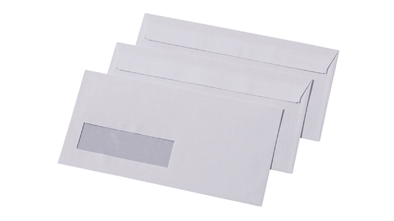 Envelop Quantore 110x220mm venster 3x10cm links zelfklevend 500 stuks