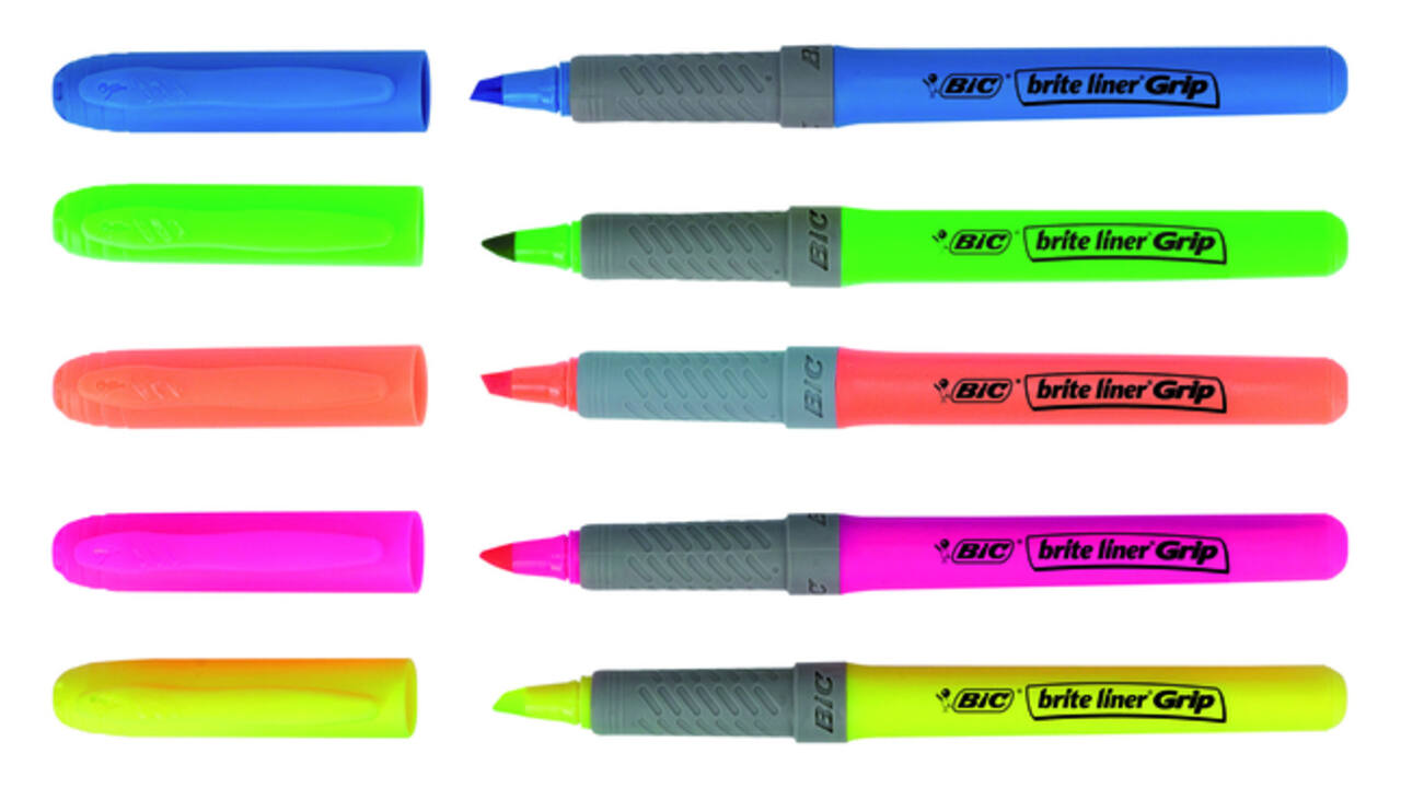 Markeerstift Bic brite liner grip geel