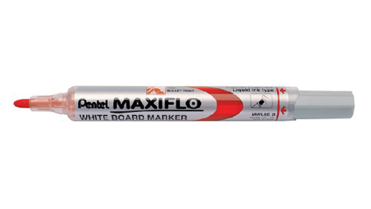 Whiteboardmarker Pentel MWL5S Maxiflo rond 1mm rood