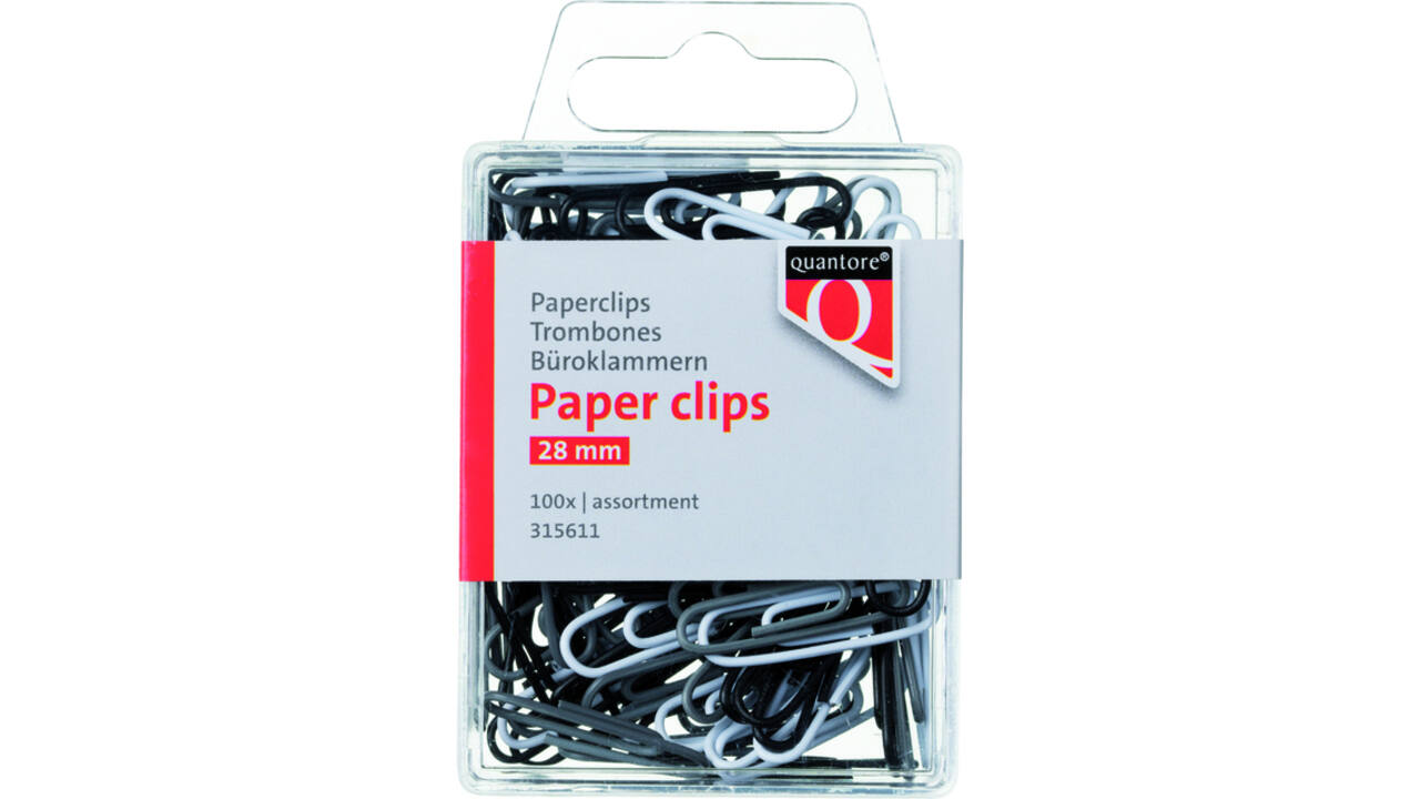 Paperclip Quantore blister 28mm assorti 100 stuks