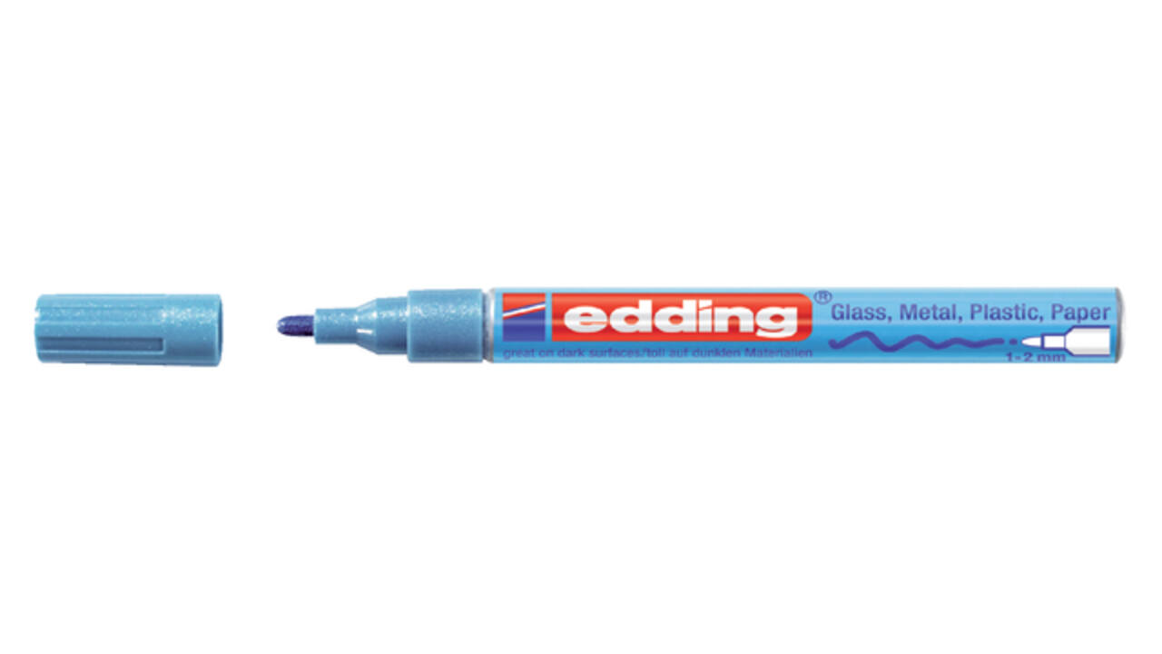 Paintmarker edding 751 op oliebasis 1-2mm metallic blauw