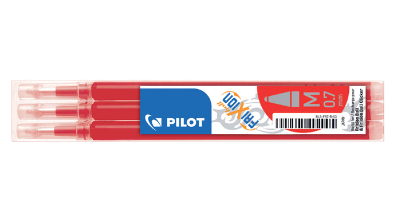 Rollerpenvulling PILOT friXion medium rood set à 3 stuks