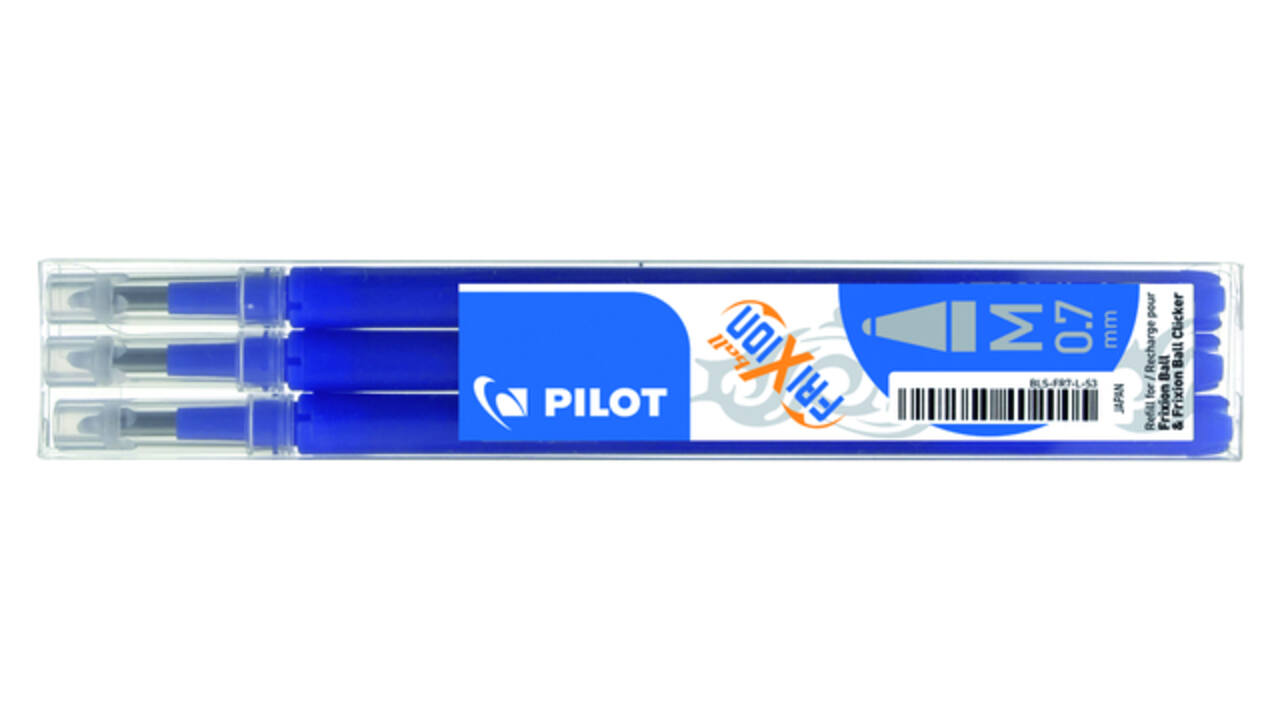 Rollerpenvulling PILOT friXion medium blauw set à 3 stuks