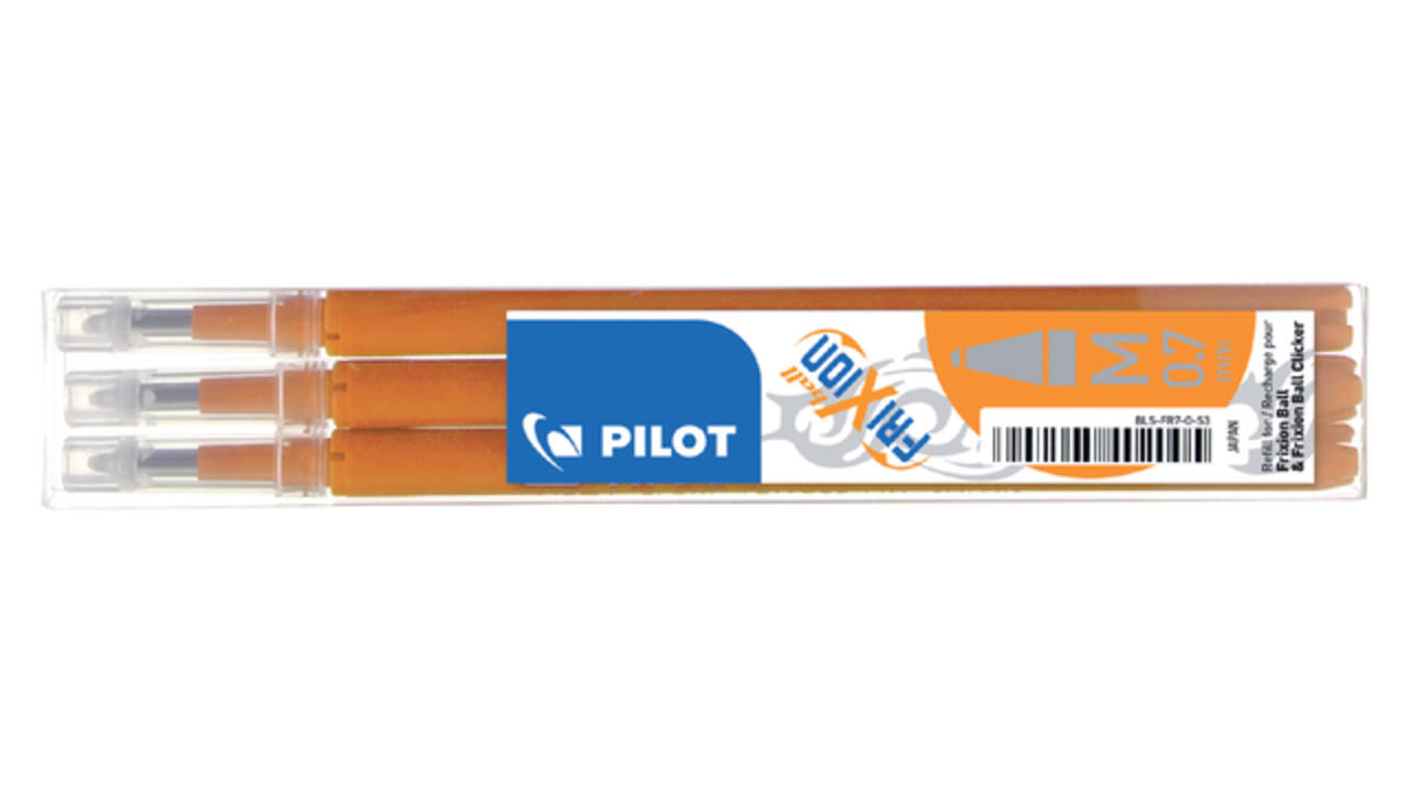 Rollerpenvulling PILOT friXion medium oranje set à 3 stuks