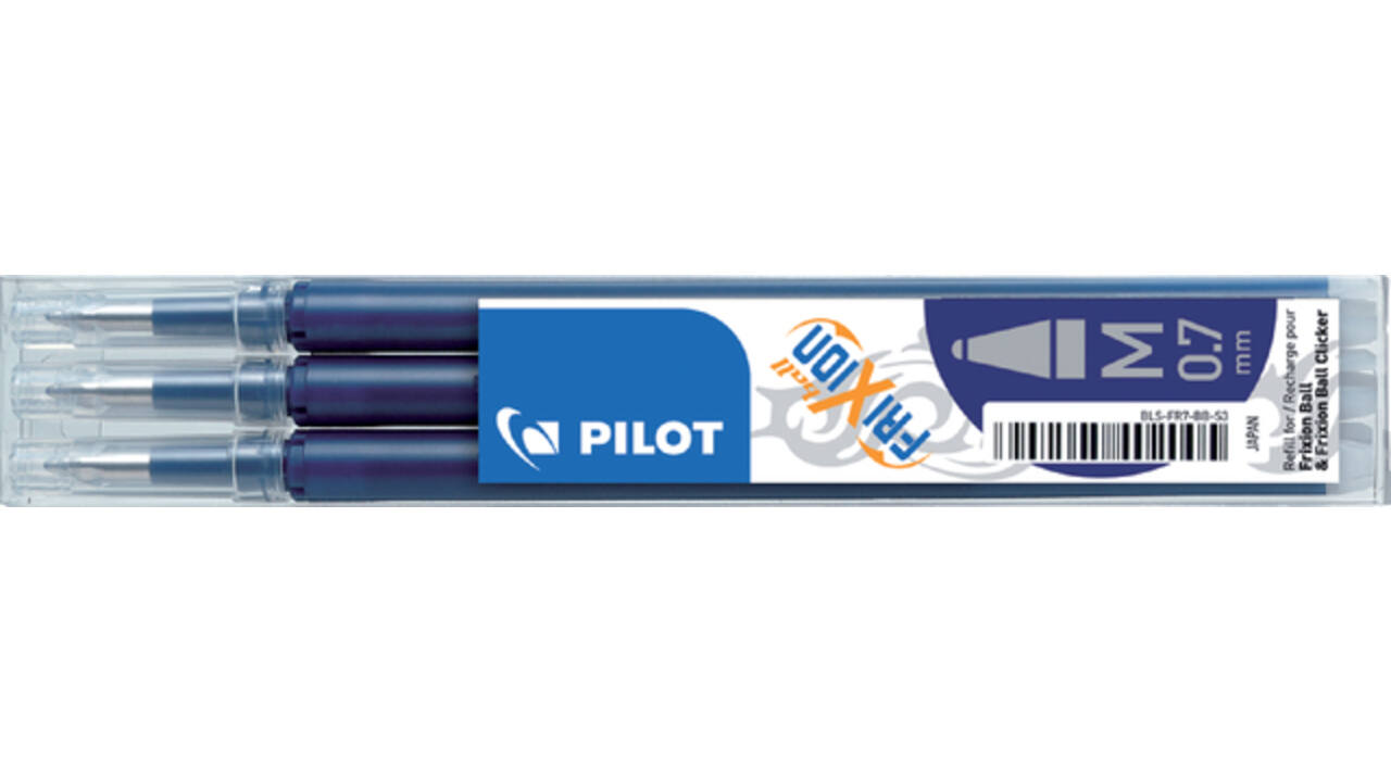 Rollerpenvulling PILOT friXion medium blauwzwart set à 3 stuks