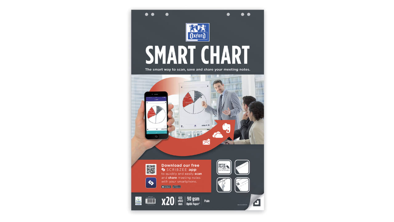 Flipoverpapier Oxford smart 650x980mm blanco 90 gram 20 vel