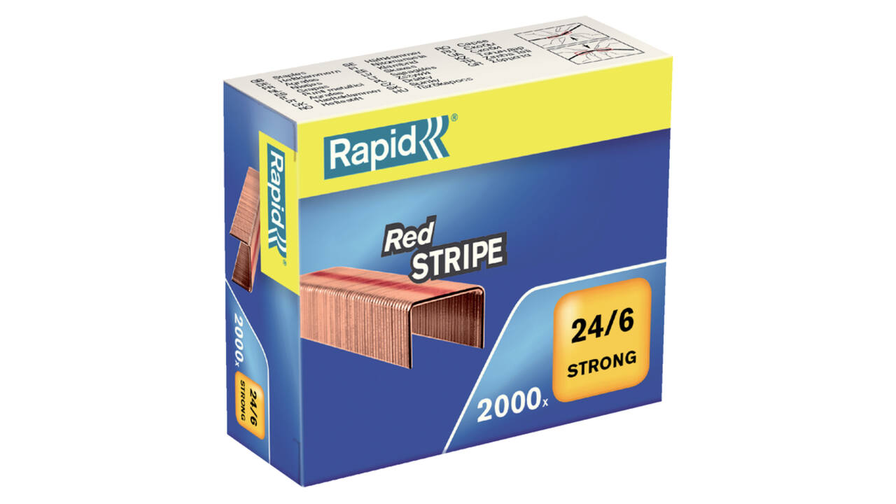 Nieten Rapid Nieten Rapid 24/6 verkoperd red stripe 2000 stuks